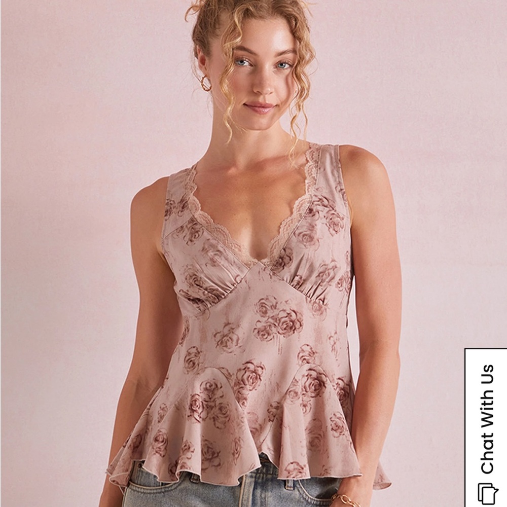 PacSun Pink Floral Lace Blouse